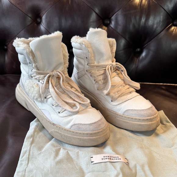 DOROTHEE SCHUMACHER GUC Sporty Movement High Top Sneaker In Pure White Size 38